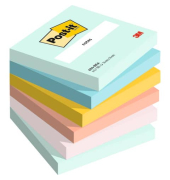 Haftnotizen 654-6-BEA, 76x76mm, farbig sortiert (mint/t&uuml;rkis/papayaorange/rosa), quadratisch