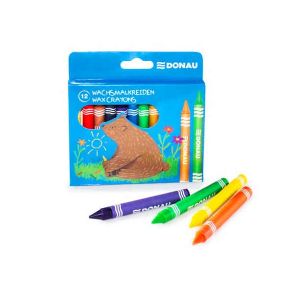 Donau Wachsmalstifte Donau Schule, 5210300-99, farbig sortiert, rund, 1,1x10cm (ØxL) 9004546567929 Donau 12 Stück