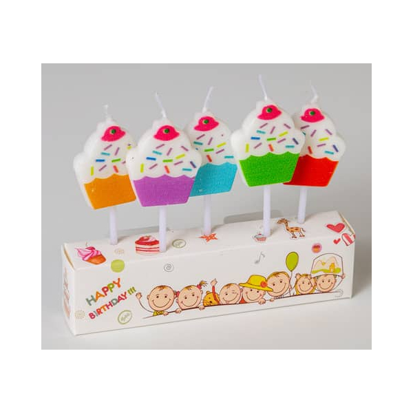 Alpedia Geburtstagskerze 52896 Kuchen farbig sortiert  9004546528968 Alpedia 5 Stück