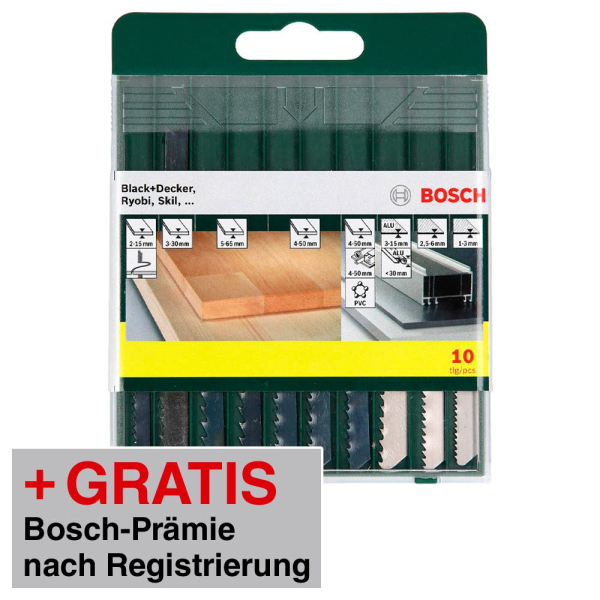 3165140415781 - 10-teiliges Stichsägeblatt-Set U-Schaft für Holz Metall Kunststoff 2607019460 - Bosch 3165140415781 - 10-teiliges Stichsägeblatt-Set U-Schaft für Holz Metall Kunststoff 2607019460 - Bosch