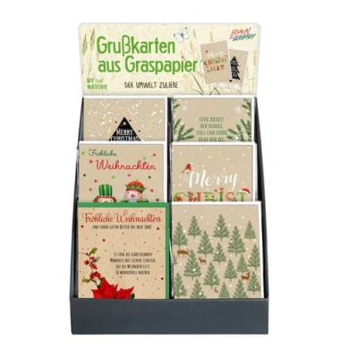 Weihnachtskarte  sortiert 6 Dekore a 12