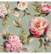 Frühjahrsserviette Peonies green