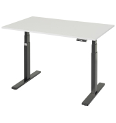 Schreibtisch Adlatus 100, elektrisch h&ouml;henverstellbar, 65-130cm (H), 125x80cm (BxT), rechteckig, wei&szlig; / tiefschwarz