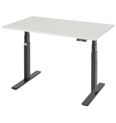 Schreibtisch Adlatus 100, elektrisch h&ouml;henverstellbar, 65-130cm (H), 125x80cm (BxT), rechteckig, wei&szlig; / tiefschwarz