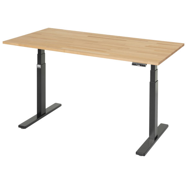 4040376536785 - Schreibtisch Adlatus 100 elektrisch höhenverstellbar 65-130cm (H) 150x80cm (BxT) rechteckig buche   tiefschwarz 40403765367