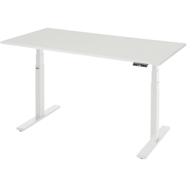 4040376536792 - Schreibtisch Adlatus 100 elektrisch höhenverstellbar 65-130cm (H) 150x80cm (BxT) rechteckig weiß   lichtgrau 4040376536792 