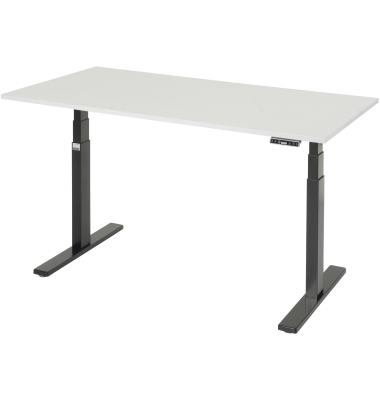 Schreibtisch Adlatus 100, elektrisch h&ouml;henverstellbar, 65-130cm (H), 150x80cm (BxT), rechteckig, wei&szlig; / tiefschwarz