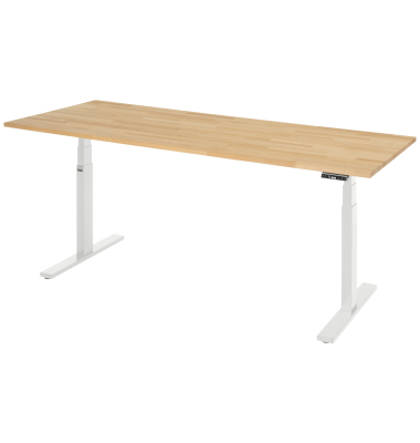 Schreibtisch Adlatus 100, elektrisch h&ouml;henverstellbar, 65-130cm (H), 200x80cm (BxT), rechteckig, buche / lichtgrau