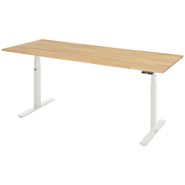 4040376536815 - Schreibtisch Adlatus 100 elektrisch höhenverstellbar 65-130cm (H) 200x80cm (BxT) rechteckig buche   lichtgrau 4040376536815