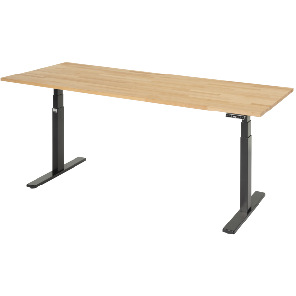 4040376536822 - Schreibtisch Adlatus 100 elektrisch höhenverstellbar 65-130cm (H) 200x80cm (BxT) rechteckig buche   tiefschwarz 40403765368