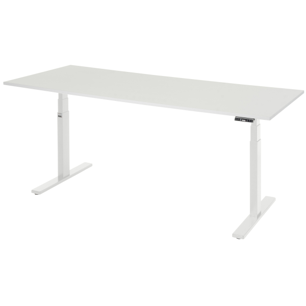 4040376536839 - Schreibtisch Adlatus 100 elektrisch höhenverstellbar 65-130cm (H) 200x80cm (BxT) rechteckig weiß   lichtgrau 4040376536839 