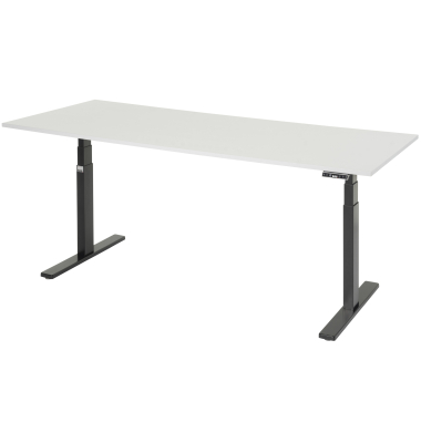 Schreibtisch Adlatus 100, elektrisch h&ouml;henverstellbar, 65-130cm (H), 200x80cm (BxT), rechteckig, wei&szlig; / tiefschwarz
