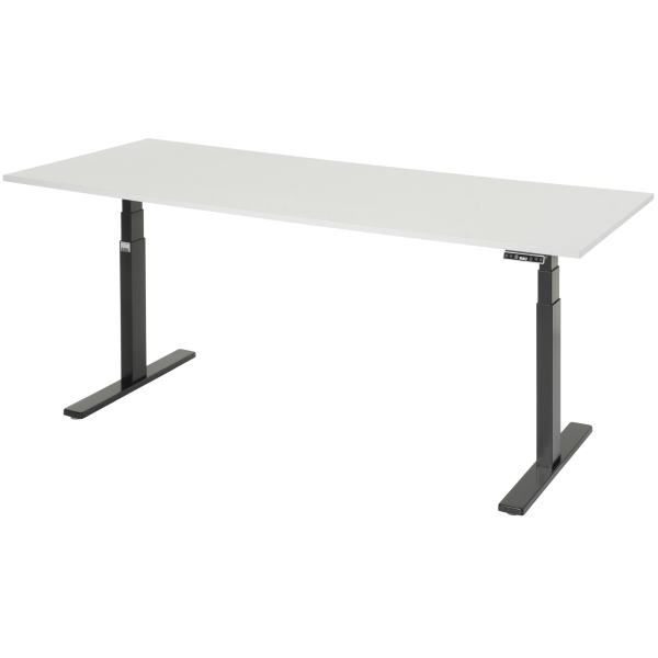 4040376536846 - Schreibtisch Adlatus 100 elektrisch höhenverstellbar 65-130cm (H) 200x80cm (BxT) rechteckig weiß   tiefschwarz 404037653684