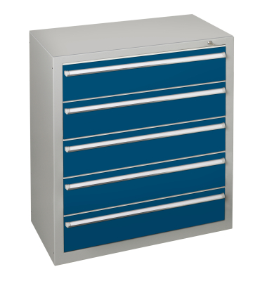 Schubladenschrank 36285 5 Sch&uuml;be 100 x 110 x 50 cm blau grau abschlie&szlig;bar