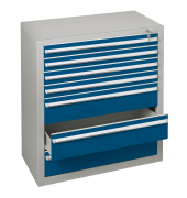 Schubladenschrank  36286  4/3 7 Sch&uuml;be 100 x 110 x 50 cm blau grau abschlie&szlig;bar