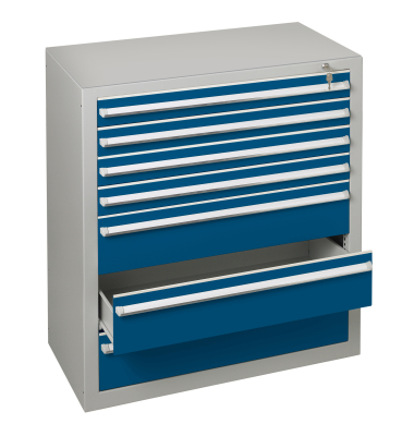 Schubladenschrank  36286  4/3 7 Sch&uuml;be 100 x 110 x 50 cm blau grau abschlie&szlig;bar
