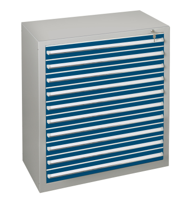 Schubladenschrank 36287 10 Sch&uuml;be  100 x 110 x 50 cm blau grau abschlie&szlig;bar