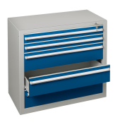 Schubladenschrank 36288 2/3 5 Sch&uuml;be 100 x 90 x 50 cm blau grau abschlie&szlig;bar