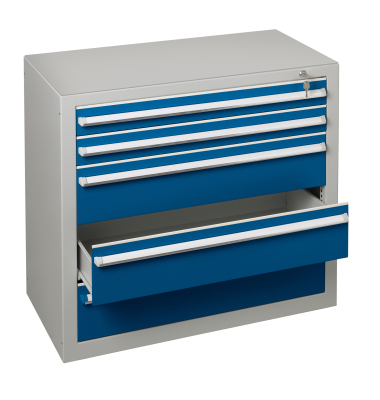 Schubladenschrank 36288 2/3 5 Sch&uuml;be 100 x 90 x 50 cm blau grau abschlie&szlig;bar