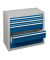 Schubladenschrank 36288 2/3 5 Sch&uuml;be 100 x 90 x 50 cm blau grau abschlie&szlig;bar
