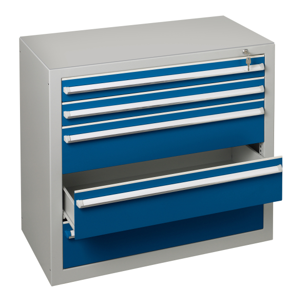 4004514276964 - Schubladenschrank 36288 2 3 5 Schübe 100 x 90 x 50 cm blau grau abschließbar 4004514276964 SCHULTE