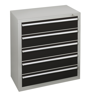 Schubladenschrank 36316 5 Sch&uuml;be 100 x 110 x 50 cm schwarz grau abschlie&szlig;bar