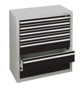 Schubladenschrank  36317 4/3 7 Sch&uuml;be 100 x 110 x 50 cm schwarz grau abschlie&szlig;bar