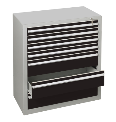 Schubladenschrank  36317 4/3 7 Sch&uuml;be 100 x 110 x 50 cm schwarz grau abschlie&szlig;bar