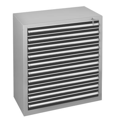 Schubladenschrank 36318 10 Sch&uuml;be  100 x 110 x 50 cm schwarz grau abschlie&szlig;bar