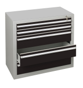 Schubladenschrank  36319 2/3 5 Sch&uuml;be 100 x 90 x 50 cm schwarz grau abschlie&szlig;bar