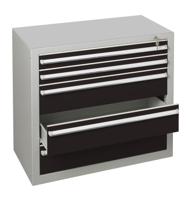 Schubladenschrank  36319 2/3 5 Sch&uuml;be 100 x 90 x 50 cm schwarz grau abschlie&szlig;bar