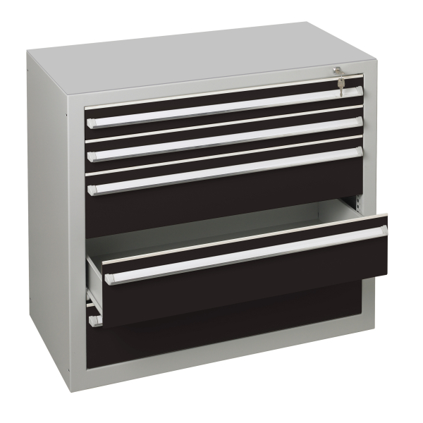 4058255113729 - Schubladenschrank  36319 2 3 5 Schübe 100 x 90 x 50 cm schwarz grau abschließbar 4058255113729 SCHULTE