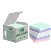 Haftnotizen 654-1GB, Recycling Notes, 76x76mm, farbig sortiert (mint/hellblau/rosa/flamingopink), quadratisch