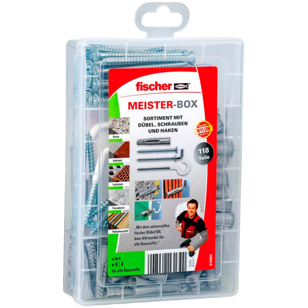 4048962131390 - fischer Meister-Box - UX + S + H 513894 Dübel- und Schrauben-Sortiment Ø 6 8 45 5 55 mm 35 45 50 65 70 mm 118 Stück