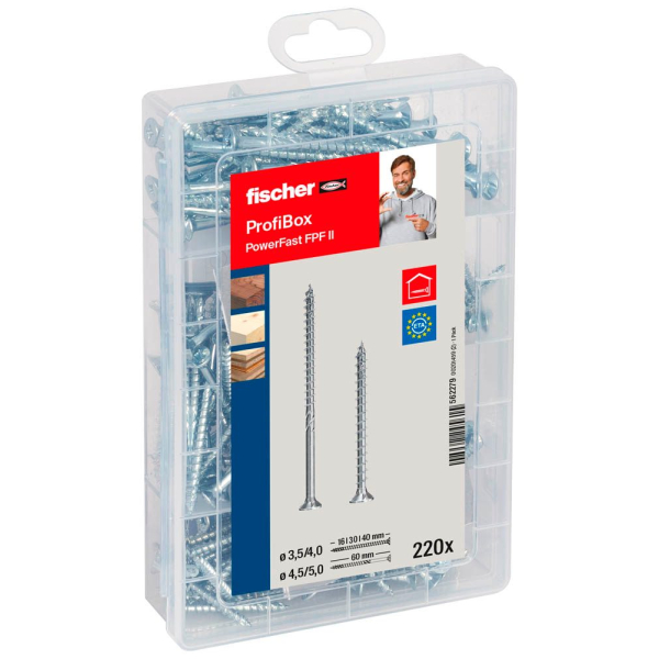 4048962439854 - fischer Holzbauschrauben-Sortiment Meisterbox - PowerFast II SK PZ 562279 35 4 45 5 mm x 16 30 40 60 mm 220 St 4048962439854 - fischer Holzbauschrauben-Sortiment Meisterbox - PowerFast II SK PZ 562279 35 4 45 5 mm x 16 30 40 60 mm 220 St