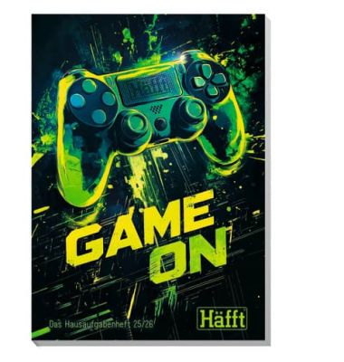 Hausaufgabenheft 9721-1 Game On / liniert / keine, A5, 70g, schwarz, 88 Blatt / 176 Seiten