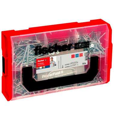 Holzbauschrauben-Sortiment FixTainer PowerFast II PZ 3,545 mm x 163035405060 mm