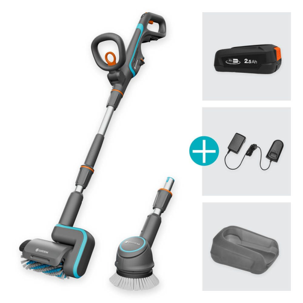 4066407502758 - AquaBrush Universal 0418V P4A Ready-To-Use Set Akku-Terrassenreiniger-Set 180 V mit 1 Akku 4066407502758 Gardena