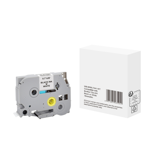 6941881235041 -  Schriftband WBBRRLT241WT 18mm x 8m schwarz weiß laminiert kompatibel zu P-touch TZe-241 6941881235041 without brand
