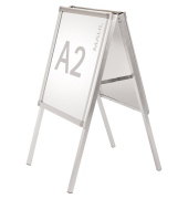 Kundenstopper MAULpublic 6631208, A2, Din A2, mit Klapprahmen, wetterfest, silber
