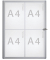 Schaukasten extraslim 4 x A4 extraflach Metallrückwand weiß, silber magnetisch