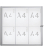 Schaukasten extraslim 6 x A4 extraflach Metallrückwand weiß, silber magnetisch