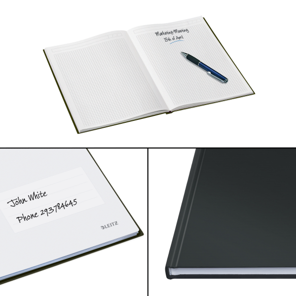 4002432117000 - Notizbuch 46670095 Solid schwarz A5 liniert 80g 80 Blatt   160 Seiten 4002432117000 Leitz