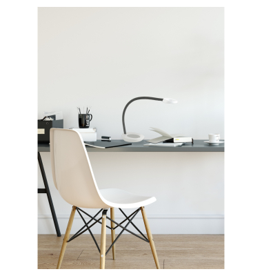 LED-Schreibtischlampe Toby, weiß, mit Standfuß, dimmbar