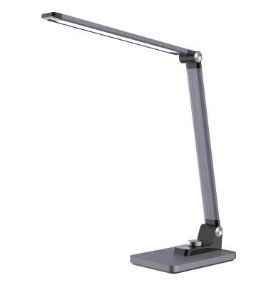 LED-Schreibtischlampe Joa, metallgrau, mit Standfuß, dimmbar