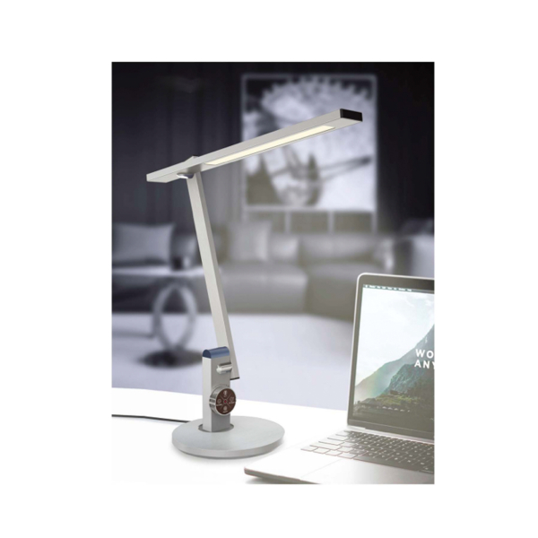 3660141963687 - meet powered by Paperflow BENTO LED-Tischleuchte Gebürstetes Silber 600 lm (900 Lux) verstellbarer Gelenkarm CCT-Modus