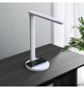 LED-Schreibtischlampe Atias, weiß, mit Standfuß, dimmbar