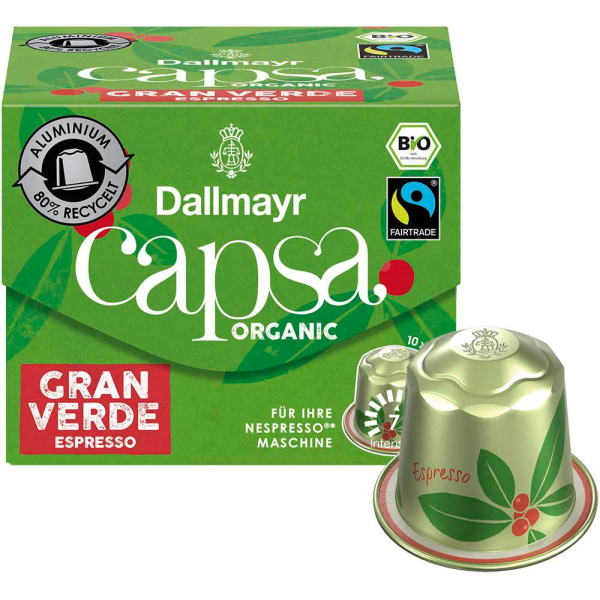 4008167009900 - Capsa Gran Verde Espresso Bio-Kaffeekapseln Arabicabohnen kräftig 10 Portionen 4008167009900 - Capsa Gran Verde Espresso Bio-Kaffeekapseln Arabicabohnen kräftig 10 Portionen