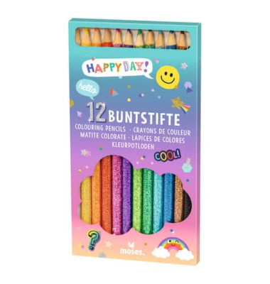 Buntstifte-Set Happy Day, 26302, 12-farbig sortiert, rund, Packung