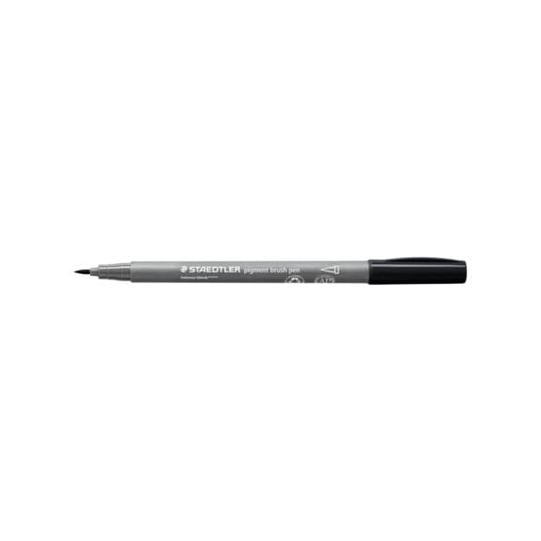 10 Stück Staedtler Pigmentliner brush, 371-99, grau (Schreibfarbe: intensiv schwarz), variable Linienbreiten 4007817098592 Staedtler
